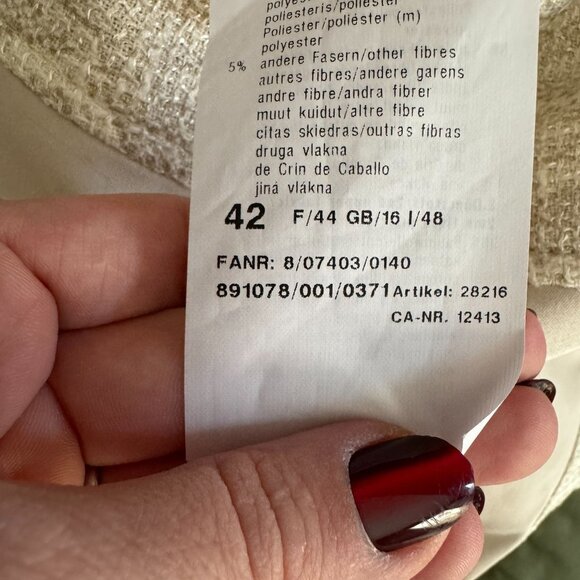 Basler Womens Beige Jacket Dress Set Large Cotton Blend Gold Tweed Animal Print - Picture 6 of 9